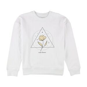 Elevenparis Womens Wild Flower Sweatshirt, White, L, DM